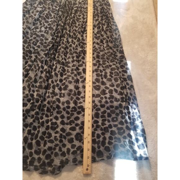 Adrianna Papell lined animal print skirt size large gray and black Pleated Long - Picture 2 of 6